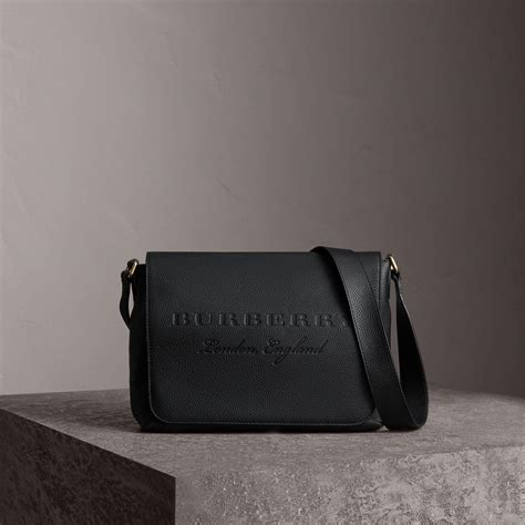 burberry medium embossed leather messenger bag-black|burberry messenger bag sale.